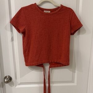 Madewell Rust Textured Tie-Back Crop Top